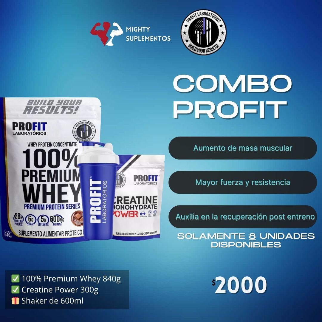 Combo 100% premium Whey + Creatina + Shaker de Regalo - Profit