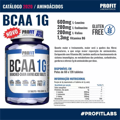 BCAA Aminoácidos en pote de 120g - Profitlabs