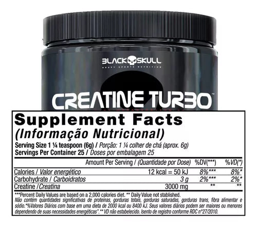 Creatina Turbo Monohidratada 300g - Black Skull