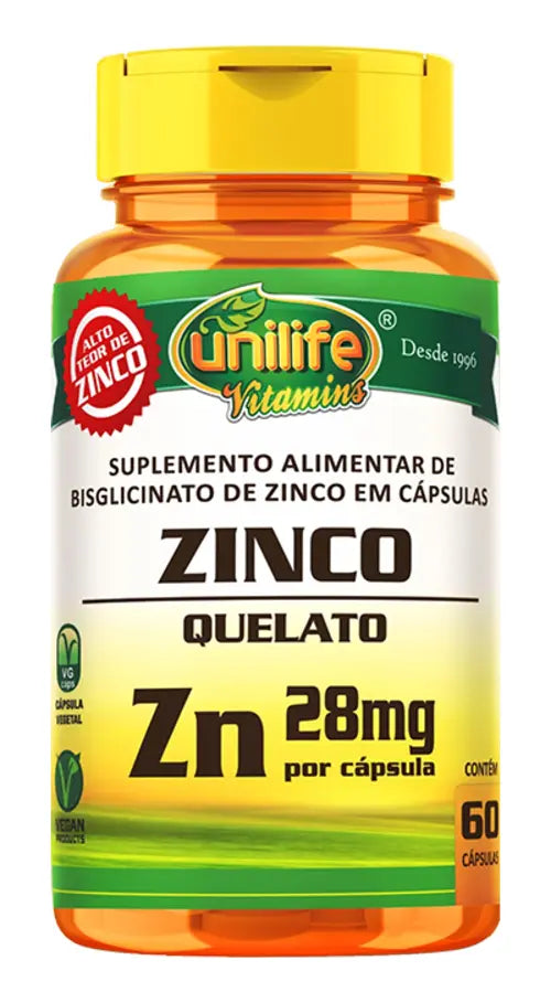 Zinco Quelato Zn Unilife 60 Cápsulas