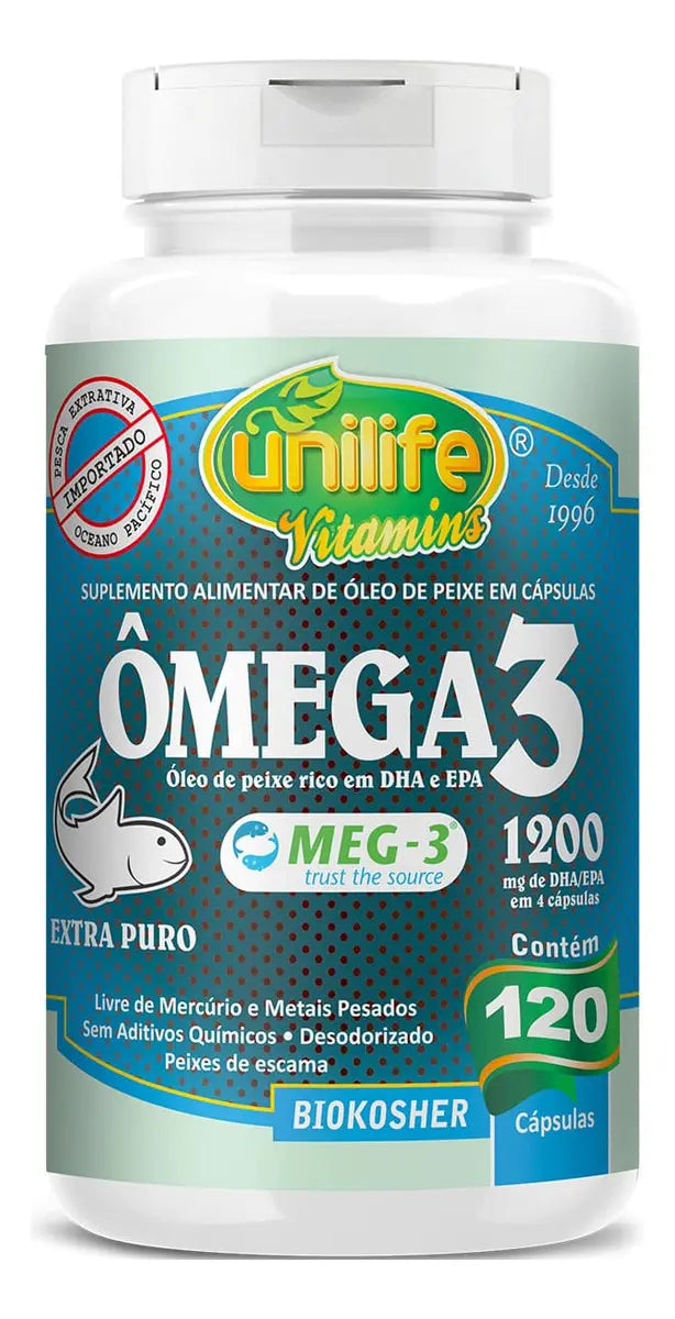 Ômega 3 Óleo De Peixe 1200mg 120 Cápsulas Unilife