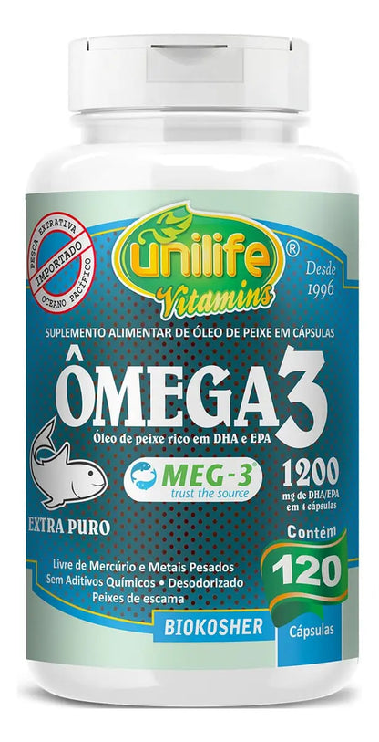 Ômega 3 Óleo De Peixe 1200mg 120 Cápsulas Unilife