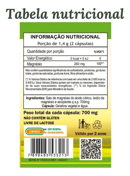Citrato Magnésio Unilife 60 Cápsulas
