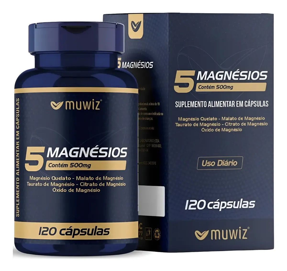 Magnésio 5 Magnésios 120 Cápsulas Muwiz