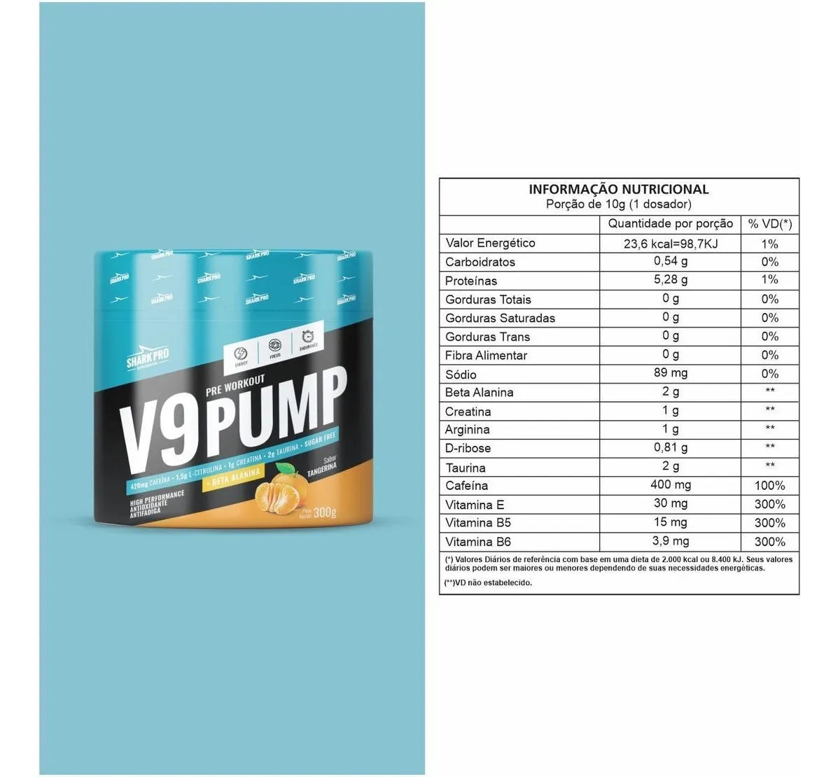 Pre Workout V9 PUMP 300g  - Shark Pro