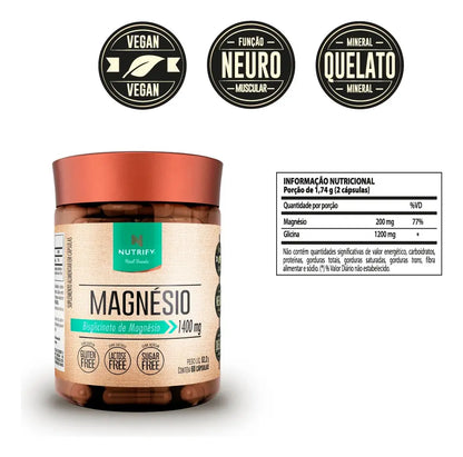Magnésio Bisglicinato 1400mg 60caps Nutrify